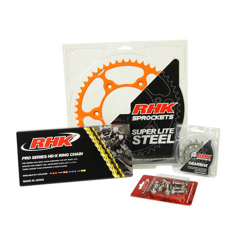 Gas-Gas ES500 2024 RHK 14/46 Gold HD-X Chain & Orange Super Lite Steel Sprocket Kit