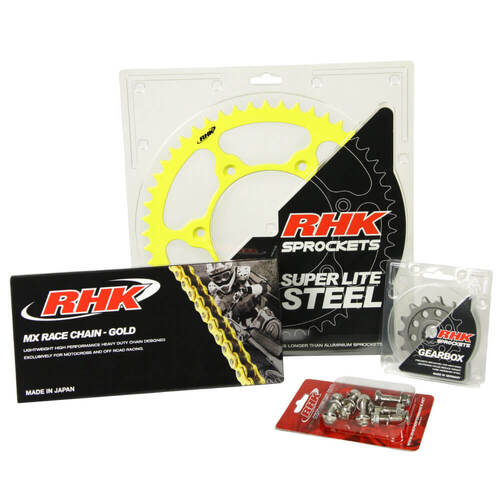 Suzuki RM-Z250 2021-2024 RHK 14/49 Gold MX Chain & Yellow Super Lite Steel Sprocket Kit