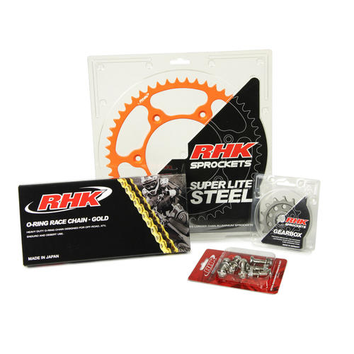 KTM 500 EXC-F 2012 - 2020 13T/48T RHK O-Ring Chain & Orange Steel Sprocket Kit 