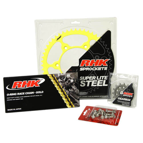 Suzuki DR-Z400E 2021-2023 RHK 14/52 Gold O-Ring Chain & Yellow Super Lite Steel Sprocket Kit