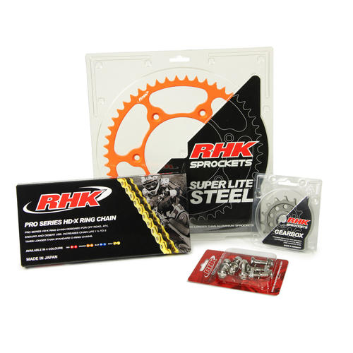 KTM 500 EXC-F 2012 - 2020 13T/48T RHK X-Ring Chain & Orange Steel Sprocket Kit 