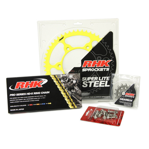 For Suzuki RM125 1980-2012 14T/50T RHK X-Ring Chain & Yellow Steel Sprocket Kit 