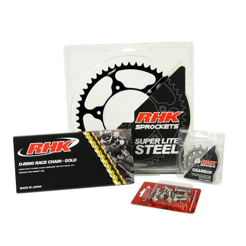 KTM 350 EXC-F 2021-2024 RHK 14/52 Gold O-Ring Chain & Black Super Lite Steel Sprocket Kit