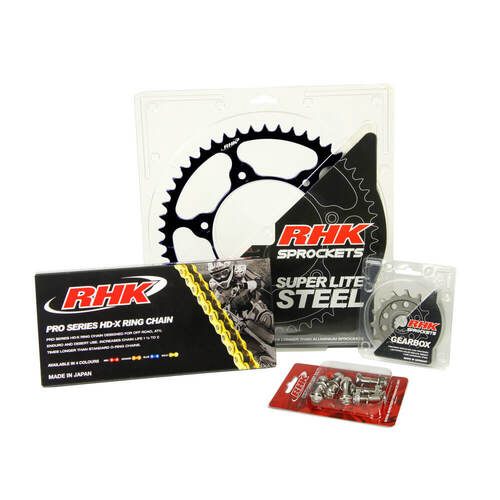 Suzuki DR-Z400E 2021-2023 RHK 13/50 Gold HD-X Chain & Black Super Lite Steel Sprocket Kit