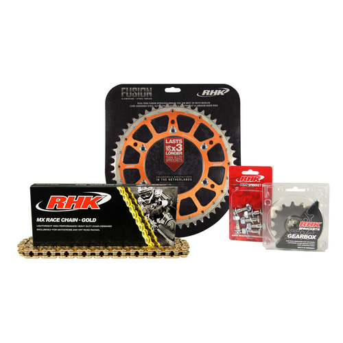Gas-Gas EC250F 2021-2024 RHK 15/48 Gold MX Chain & Orange Fusion Sprocket Kit