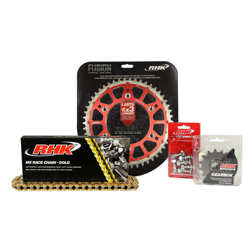 Gas-Gas EC500F 2024 RHK 14/52 Gold MX Chain & Red Fusion Sprocket Kit