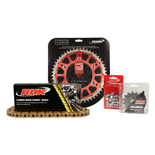 KTM 350 EXC-F 2021-2024 RHK 14/52 Gold O-Ring Chain & Red Fusion Sprocket Kit