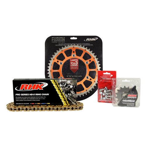 KTM 350 EXC-F 2021-2024 RHK 15/48 Gold HD-X Chain & Orange Fusion Sprocket Kit