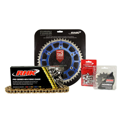 KTM 350 EXC-F 2021-2024 RHK 15/48 Gold HD-X Chain & Blue Fusion Sprocket Kit