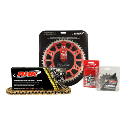 Gas-Gas MC350F 2022-2024 RHK 13/50 Gold HD-X Chain & Red Fusion Sprocket Kit