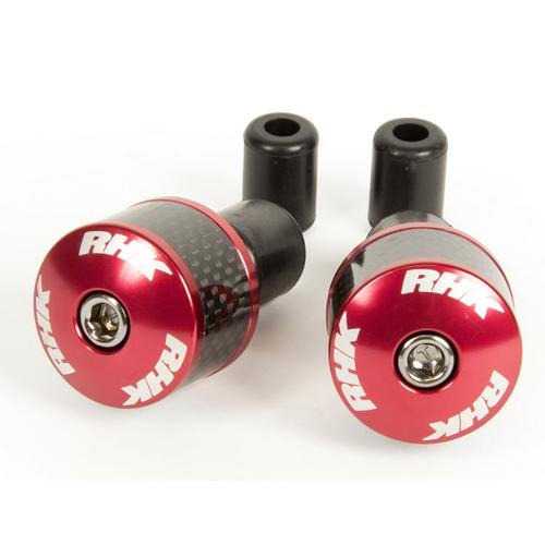 RHK Carbon Fiber Motorcycle Road Bike Handlebar Bar Ends - Red