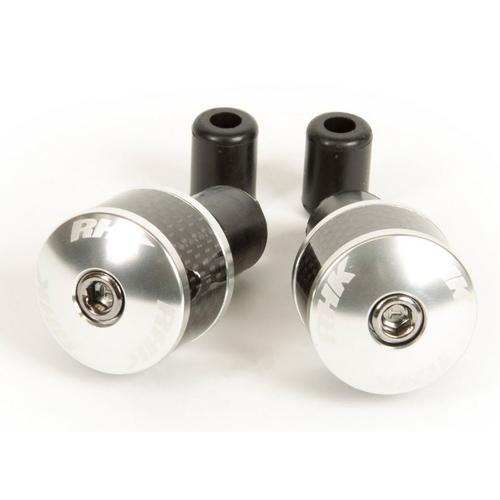 RHK Carbon Fiber Motorcycle Road Bike Handlebar Bar Ends - Silver