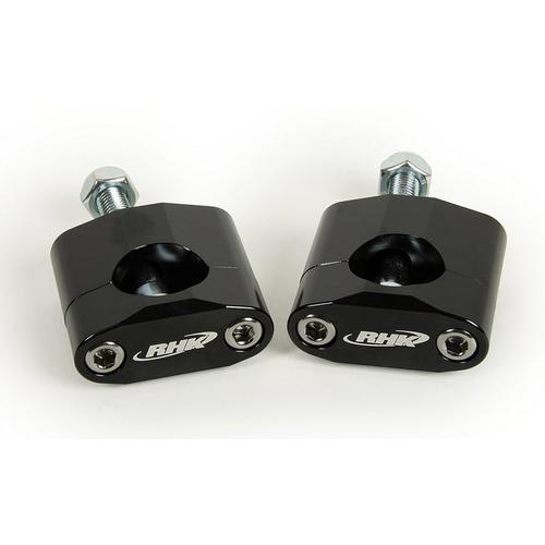 RHK Black Tapered Handlebar Bar Clamps Rubber Type Mounts (10mm Bolts)