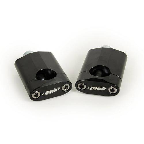 RHK Black Tapered Handlebar 60mm Riser Bar Clamps Rubber Type Mounts (10mm Bolts)