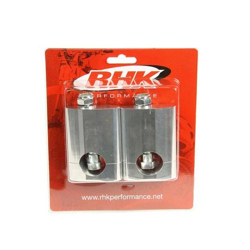 RHK Silver Tapered Handlebar 60mm Riser Bar Clamps Rubber Type Mounts