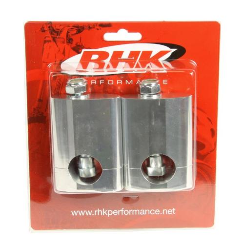 RHK Silver Tapered Handlebar 60mm Riser Bar Clamps Rubber Type Mounts (10mm Bolts)