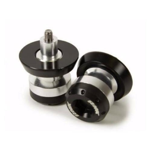 RHK Motorcycle Swingarm Pick-Up Knobs / Sliders Silver 6mm Anodised Aluminium