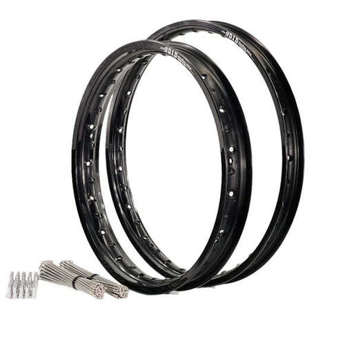 Kawasaki KX327 2027 21/18 OEM Front/Rear Black DID MX Rim & Bulldog Spoke Set
