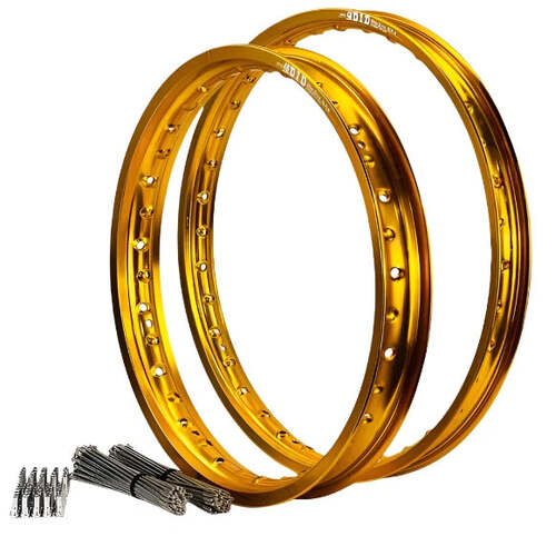 KTM 530 EXC 2008-2011 21/18 OEM Front/Rear Gold DID MX Rim & Bulldog Spoke Set