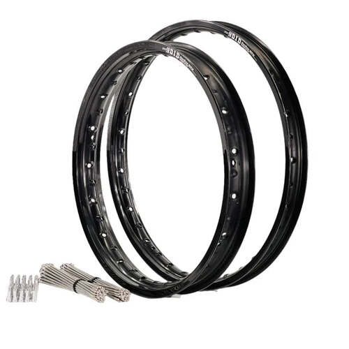 For Suzuki RM250 1997 - 2000 21/19 OEM Front/Rear Black DID MX Rim & Bulldog Spoke Set