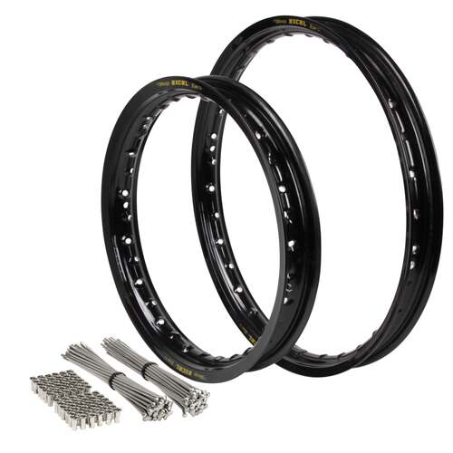 Kawasaki KX80 Big Wheel 1998-2000 19/16 OEM Front/Rear Black Excel Rim & Bulldog Spoke Set