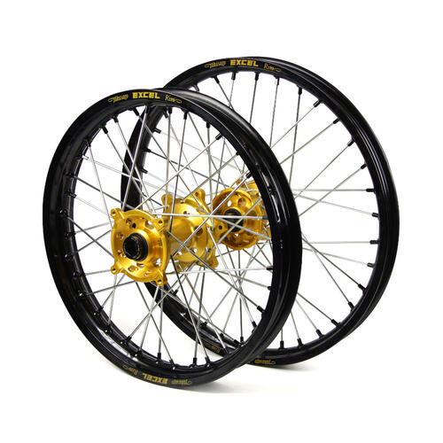 Fits Suzuki DR-Z400E 2000-2024 21/18 Wheel Set Black Excel Rim Gold SM Pro Hub