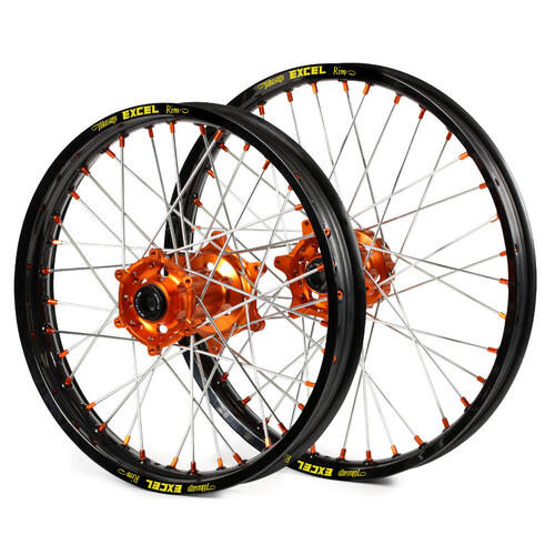 KTM 525 EXC-F 2003-2007 21/18 Wheel Set Pair Black EXCel Rim Orange SM Pro Hub