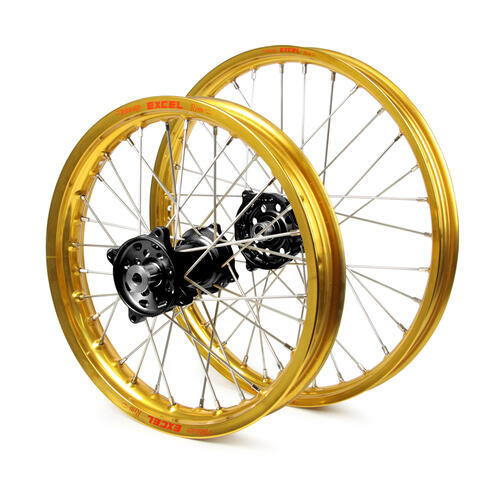 Yamaha YZ85 1993-2024 JNR MXWheel Set Gold Excel Rims / Black SM Pro Hubs 19x1.40 / 16x1.85
