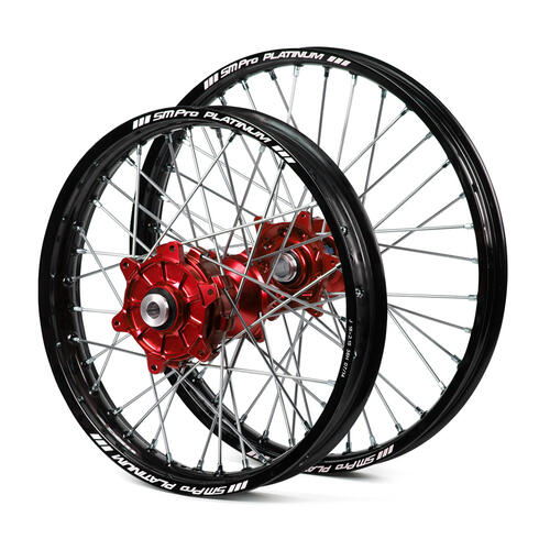 Honda CRF450RX 2017-2024 Cush Drive Wheel Set Black Platinum Rims / Red SM Pro Hubs 21 / 18x2.15