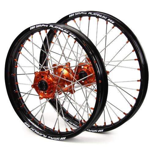 KTM 525 EXC-F 2003-2007 SM Pro Wheel Set Wheels Pair 21/18 Black Rim Orange Hub