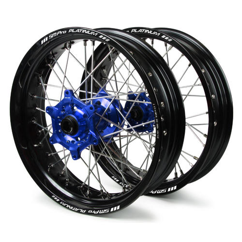 KTM 125 SX 2003-2024 SM Pro Supermotard Wheel Set 17x3.50 17x4.25 Black Rim / Blue Hub 