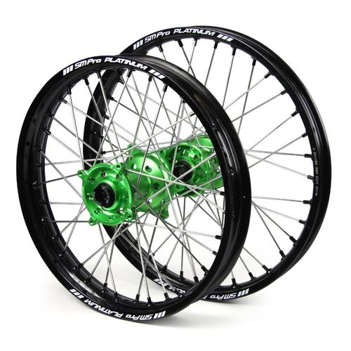 Kawasaki KX450F 2006-2024 SM Pro Wheelset Wheels Pair 21/18 Black RimGreen Hub 