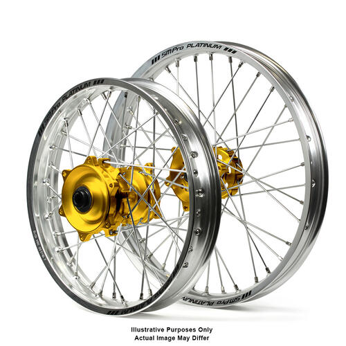 Fits Suzuki DR650 1996-2021 Cush Drive Wheel Set SM Pro Silver Rims / Gold Hubs 21x1.85 / 18x2.50