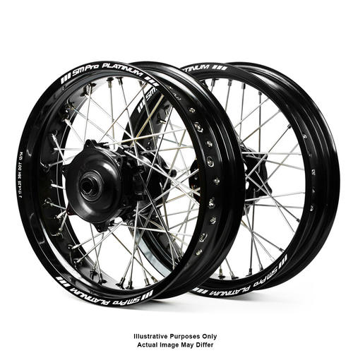 Fits Suzuki DR650 1996-2021 Supermotard Cush Drive Wheel Set SM Pro Black Rims / Black Hubs 17x3.50 / 17x4.25 