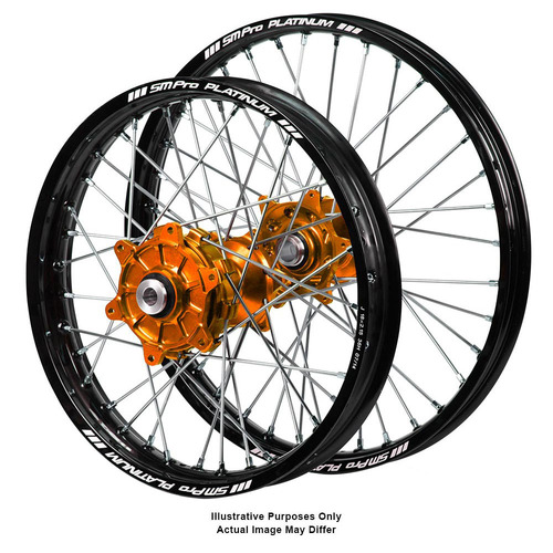 KTM 950 ADVENTURE 2003 - 2014 SM Pro Wheel Set 2.15X21 4.25X18 Black Rim / Orange Hub 
