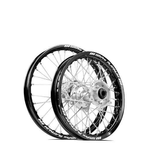 Yamaha YZ65 2018 - 2023 SM Pro MX JNR Wheel Set 14x1.60 12x1.60 Black Rims Silver Hubs SS Silver Spokes
