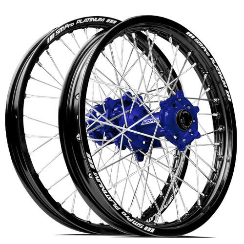 KTM 125 SX 2003-2023 SM Pro MX SNR Wheel Set 21/18 Black Rims Blue Hubs SS Silver Spokes