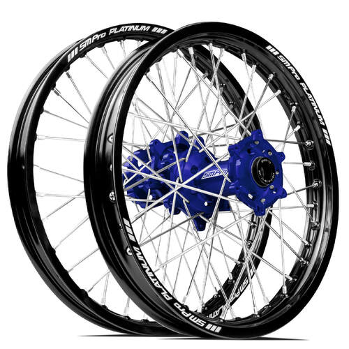 Husqvarna TC250 2014 - 2023 SM Pro MX SNR Wheel Set 21/19 Black Rims Blue Hubs SS Silver Spokes