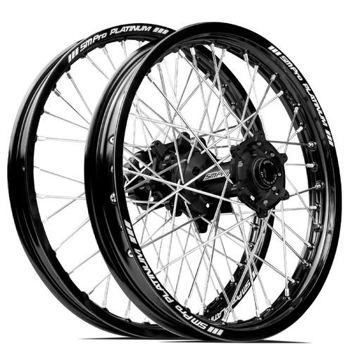 Kawasaki KX250F 2004 - 2023 SM Pro MX SNR Wheel Set 21/18 Black Rims Black Hubs SS Silver Spokes