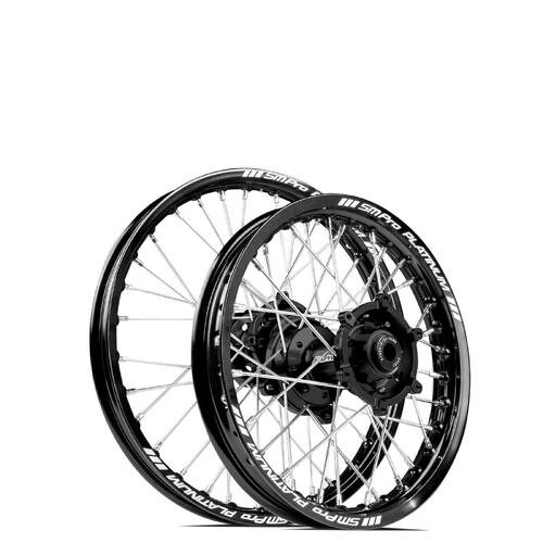 Husqvarna TC65 2003-2023 SM Pro MX JNR Wheel Set 14x1.60 12x1.60 Black Rims Black Hubs SS Silver Spokes