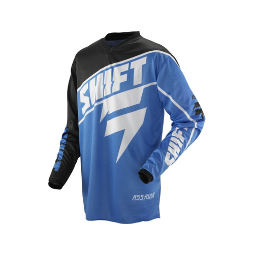 Shift Assault MX Motocross Jersey White Blue Small
