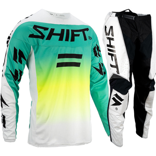 Shift MX21 White Label Fade MX Motocross Jersey & Pants Set White Green