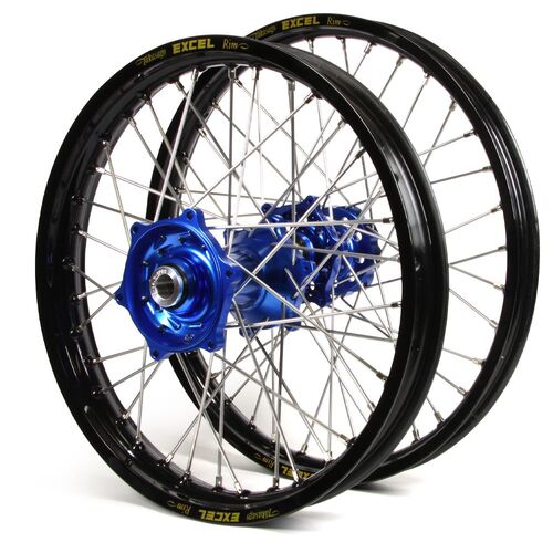Husqvarna TE300 2016-2023 21/18 Wheelset Pair Black Excel Rims Blue Talon Hubs