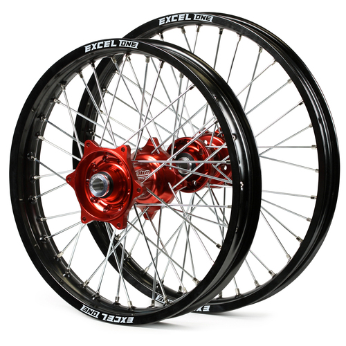 Honda CR125R 2002-2007 Wheel Set Black Excel Rims Red Talon Pro Hubs 21/18x2.15