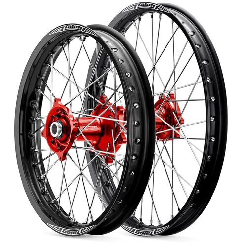 Honda CRF450R 2002-2012 21/19 Talon Wheel Set Black Rims Red Hubs