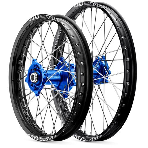 Husqvarna TC250 2015-2022 21/19 Talon Wheelset Wheels Pair Black Rims Blue Hubs