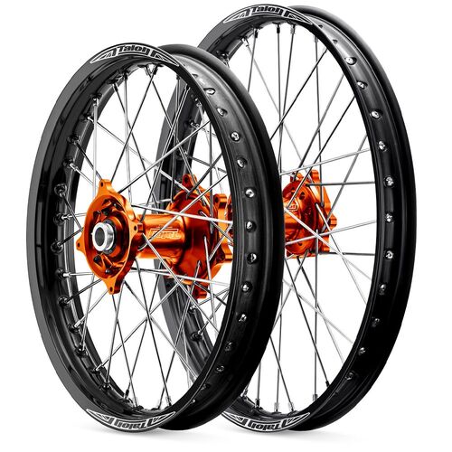 KTM 125 SX 2015-2022 21/19 Talon Wheelset Wheels Pair Black Rims Orange Hubs