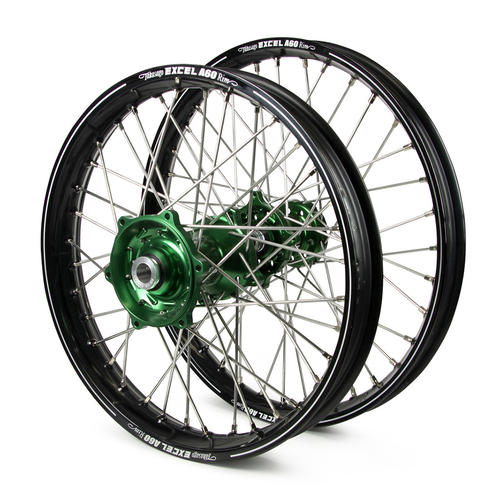 Kawasaki KX450F 2006-2017 Wheel Set Black Excel A60 SNR MX Rims Green Talon Hubs 21/19x2.15