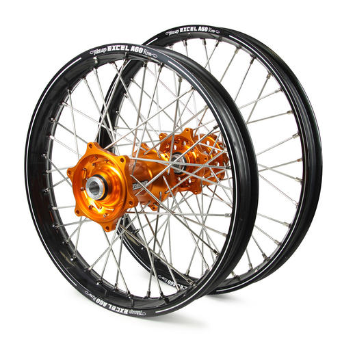KTM 250 XC 2015 - 2022 Wheel Set Black Excel A60 Snr MX Rims Orange Talon Hubs 21/19x2.15