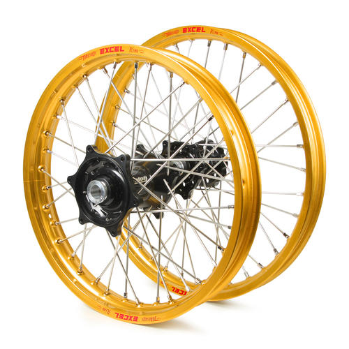 KTM 500 EXC-F 2003-2015 Wheel Set Gold Excel SNR MX Rims Black Talon Hubs 21/18x2.15